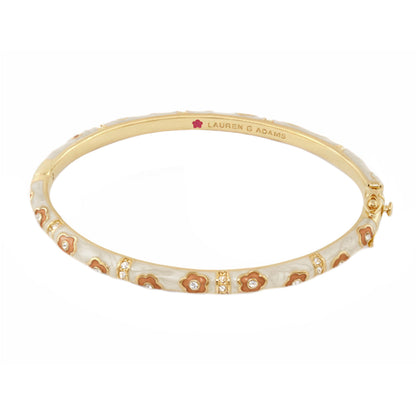 Daisy Love Stackable Bangle by Lauren G Adams in gold tone with enamel daisies and crystals on Tampa Home & Garden Store