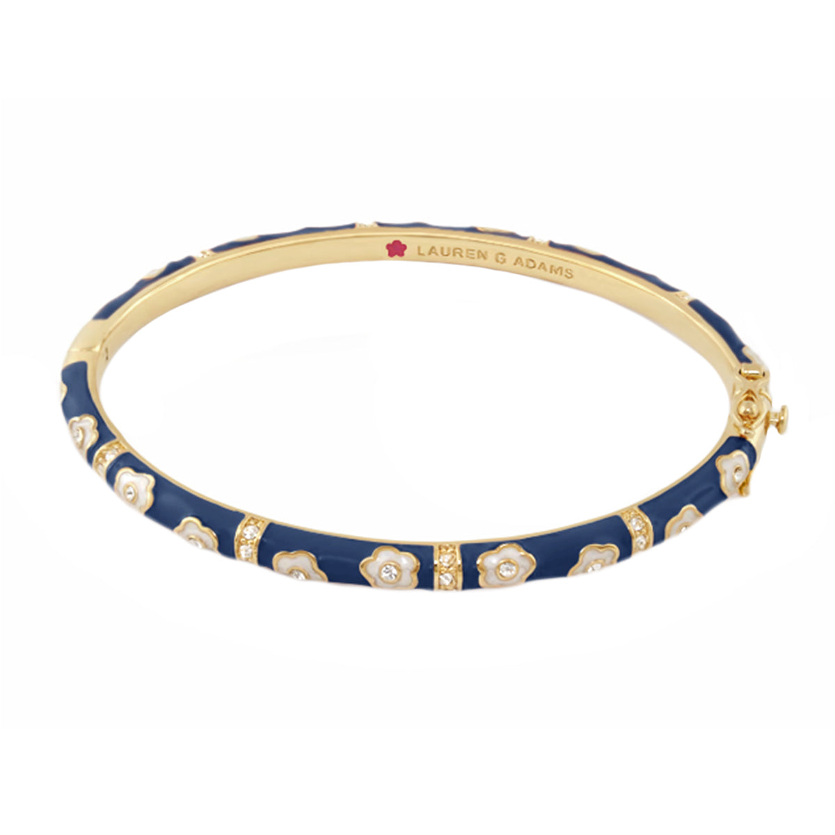 Daisy Love Stackable Bangle gold-tone with blue enamel daisies Lauren G Adams on Tampa Home & Garden Store