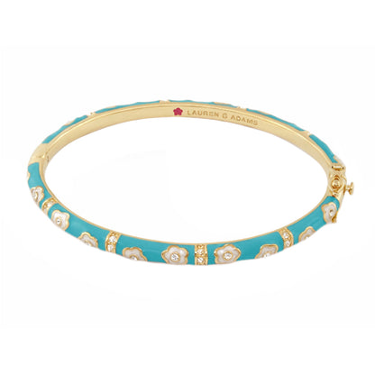 Daisy Love Stackable Bangle turquoise enamel with white daisies gold-tone Lauren G Adams on Tampa Home & Garden Store