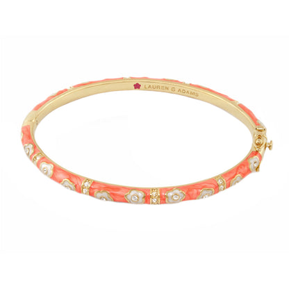 Daisy Love Stackable Bangle coral enamel with daisy motifs and crystal accents by Lauren G Adams on Tampa Home & Garden Store