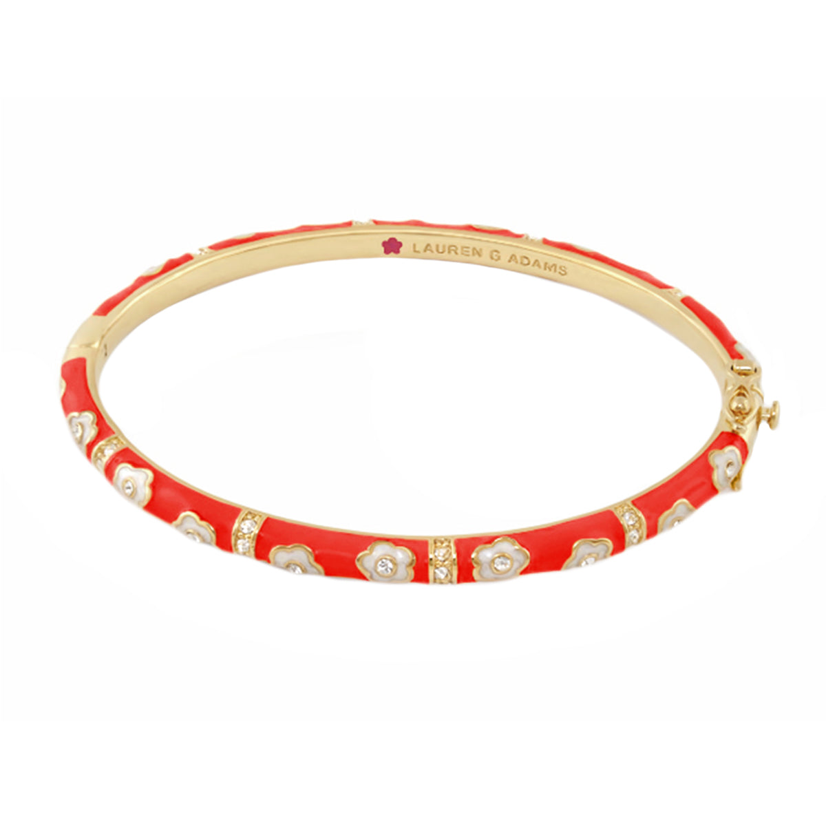 Daisy Love Bangle red enamel with white daisies and crystal accents Lauren G Adams on Tampa Home & Garden Store