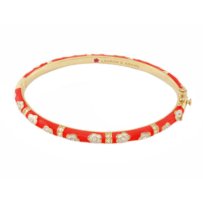 Daisy Love Bangle red enamel with white daisies and crystal accents Lauren G Adams on Tampa Home & Garden Store