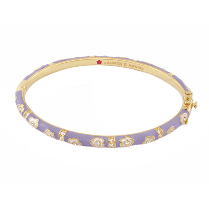 Daisy Love Stackable Bangle in purple enamel with white daisy motifs and crystal accents, gold-tone trim Lauren G Adams on Tampa Home & Garden Store