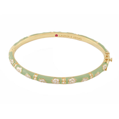Lauren G Adams Daisy Love Stackable Bangle mint green enamel with white daisies and crystals on Tampa Home & Garden Store