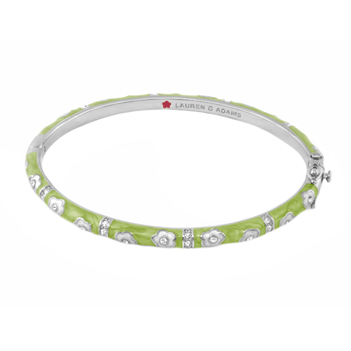 Daisy Love Stackable Bangle lime green enamel with silver daisy charms by Lauren G Adams on Tampa Home & Garden Store