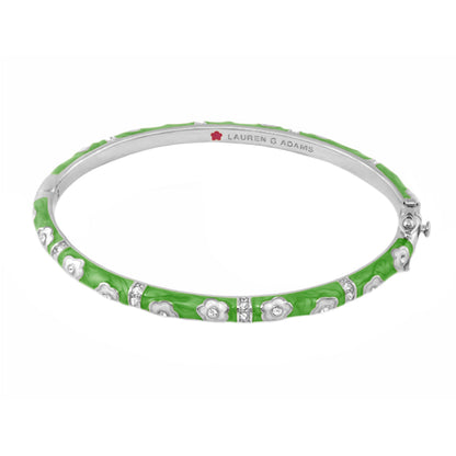 Daisy Love Stackable Bangle in green enamel with silver daisy charms by Lauren G Adams on Tampa Home & Garden Store