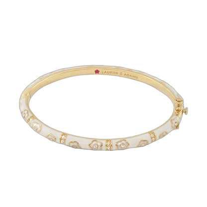 Daisy Love Stackable Bangle gold-tone with white enamel daisies Lauren G Adams on Tampa Home & Garden Store
