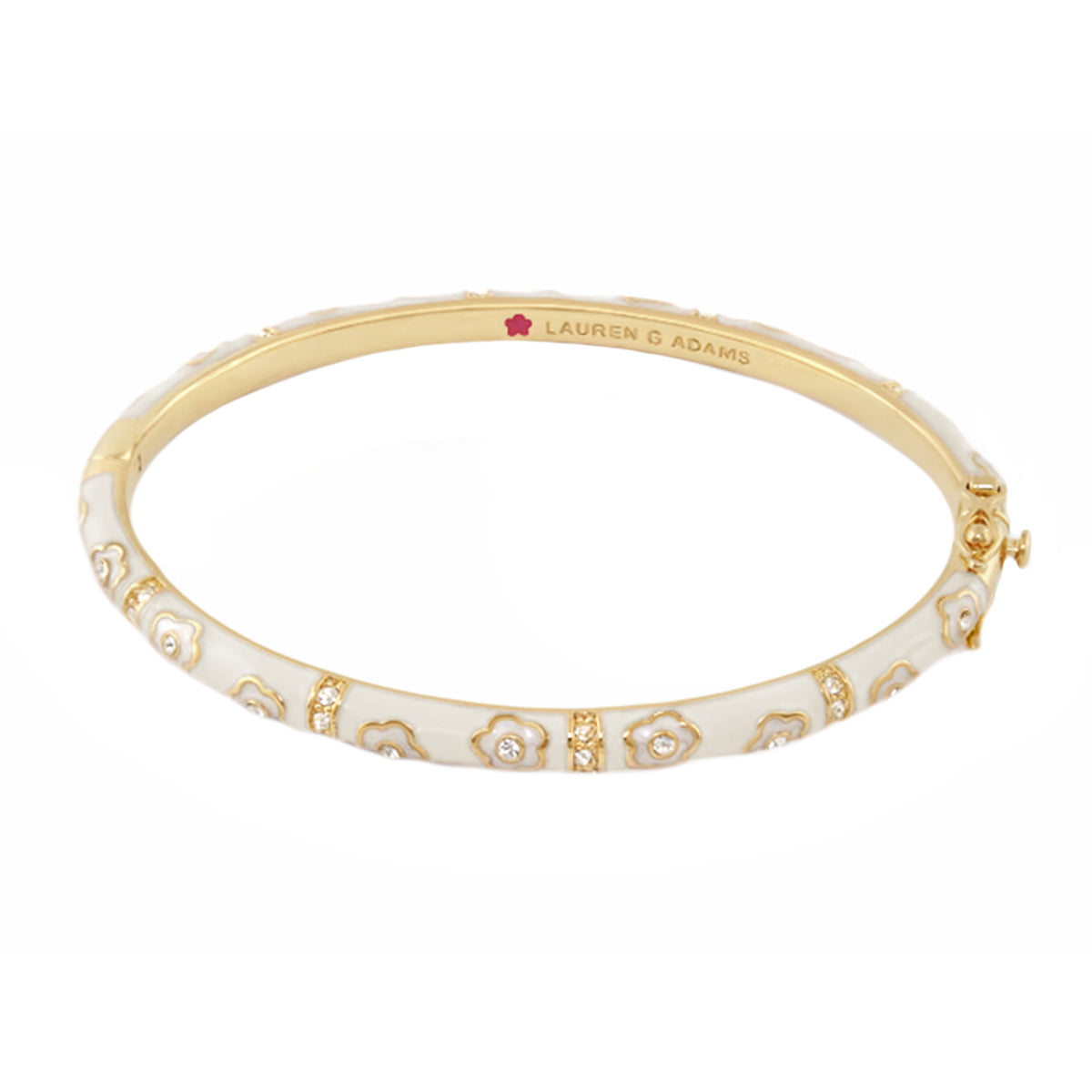 Gold-tone Daisy Love tone-on-tone bracelet with enamel daisies and crystals by Lauren G Adams on Tampa Home & Garden Store