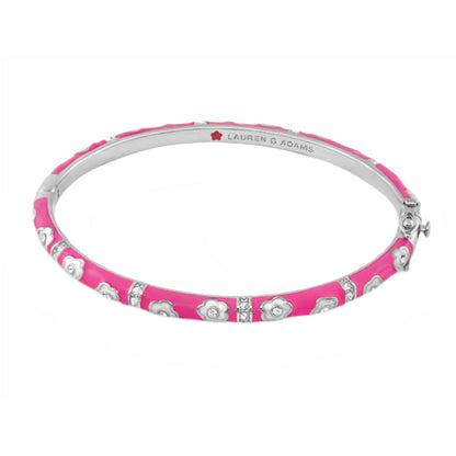 Daisy Love Stackable Bangle in pink enamel with silver flower charms by Lauren G Adams on Tampa Home & Garden Store