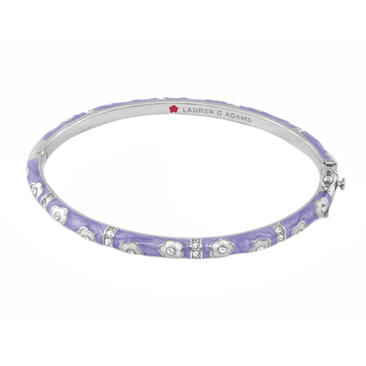 Daisy Love Stackable Bangle - Purple enamel with silver daisies & crystals Lauren G Adams on Tampa Home & Garden Store