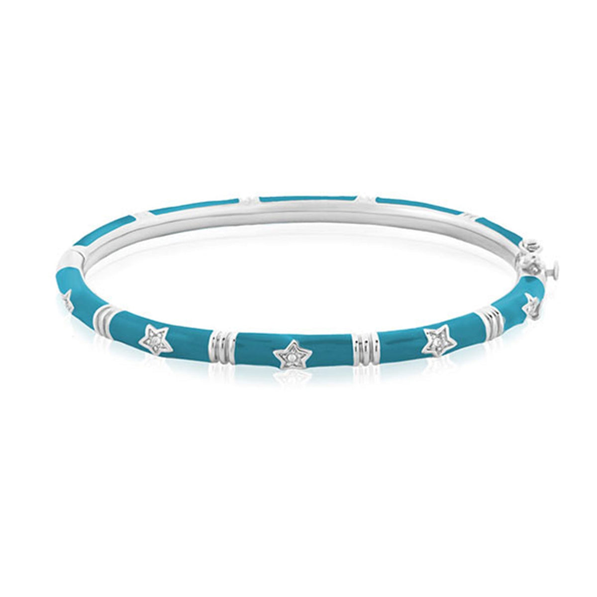 Stars of Night Bangle teal blue stackable bracelet with silver star charms by Lauren G Adams on Tampa Home & Garden Store