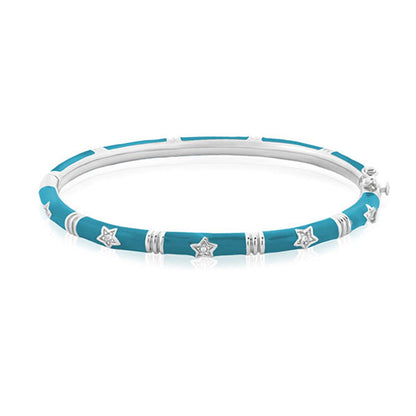 Stars of Night Bangle teal blue stackable bracelet with silver star charms by Lauren G Adams on Tampa Home & Garden Store