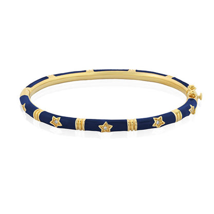 Stars of Night Bangle stackable bracelet in navy blue with gold star accents by Lauren G Adams on Tampa Home & Garden Store