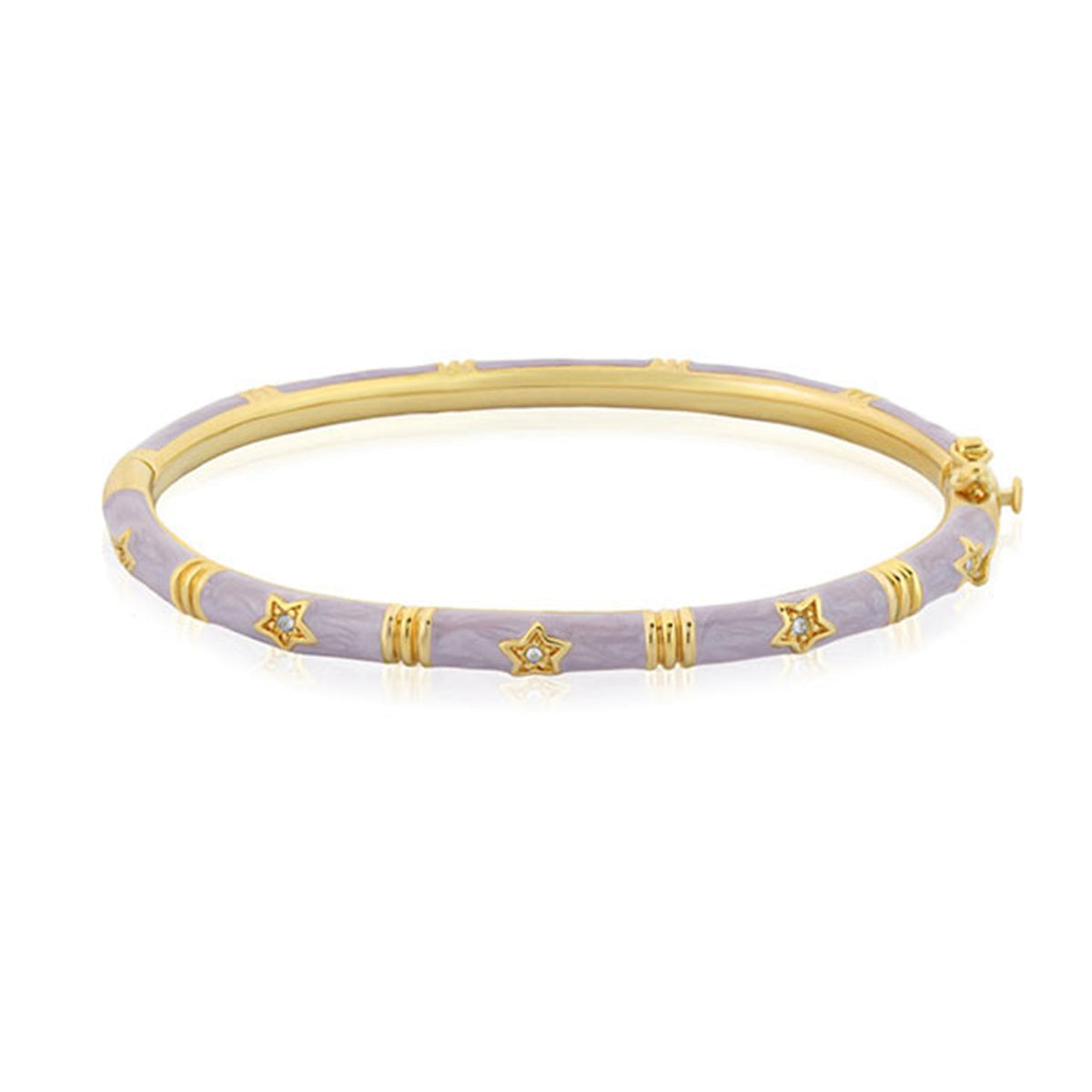 Stars of Night Bangle purple enamel stackable bracelet with gold-tone star accents and crystals on Tampa Home & Garden Store