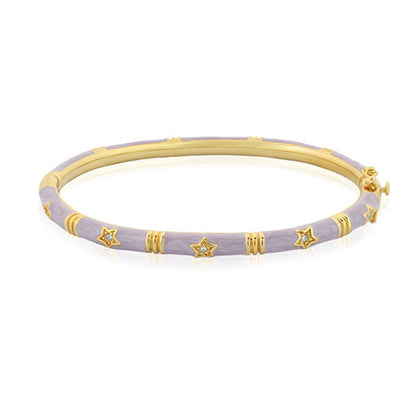 Stars of Night Bangle purple enamel stackable bracelet with gold-tone star accents and crystals on Tampa Home & Garden Store