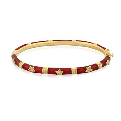 Stars of Night Bangle by Lauren G Adams, red enamel gold-tone bracelet with star charms on Tampa Home & Garden Store
