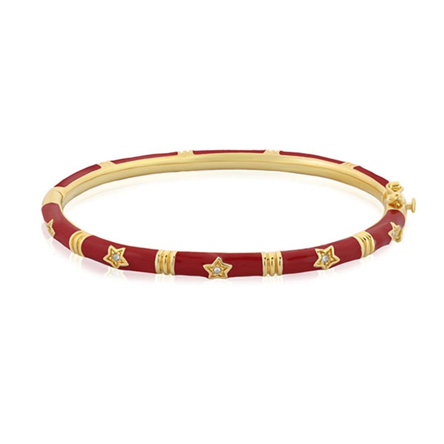 Stars of Night Bangle red enamel gold-tone stackable bracelet with star charms by Lauren G Adams on Tampa Home & Garden Store