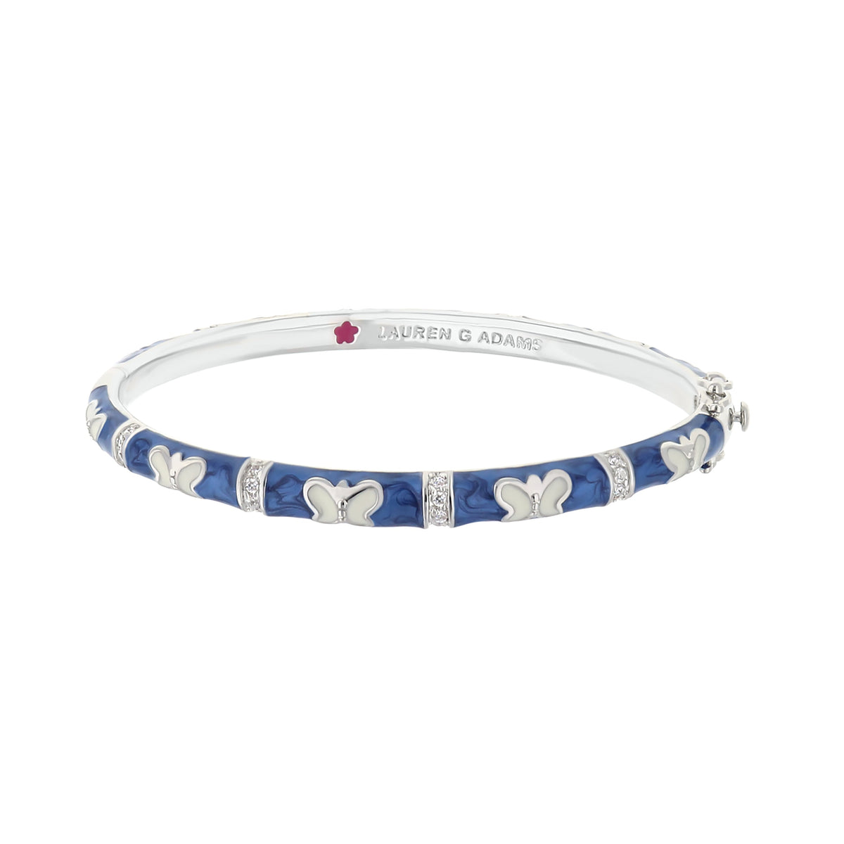 Butterfly World Stackable Bangle Lauren G Adams blue enamel with butterflies and crystals on Tampa Home & Garden Store
