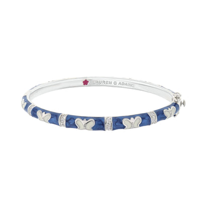 Butterfly World Stackable Bangle Lauren G Adams blue enamel with butterflies and crystals on Tampa Home & Garden Store