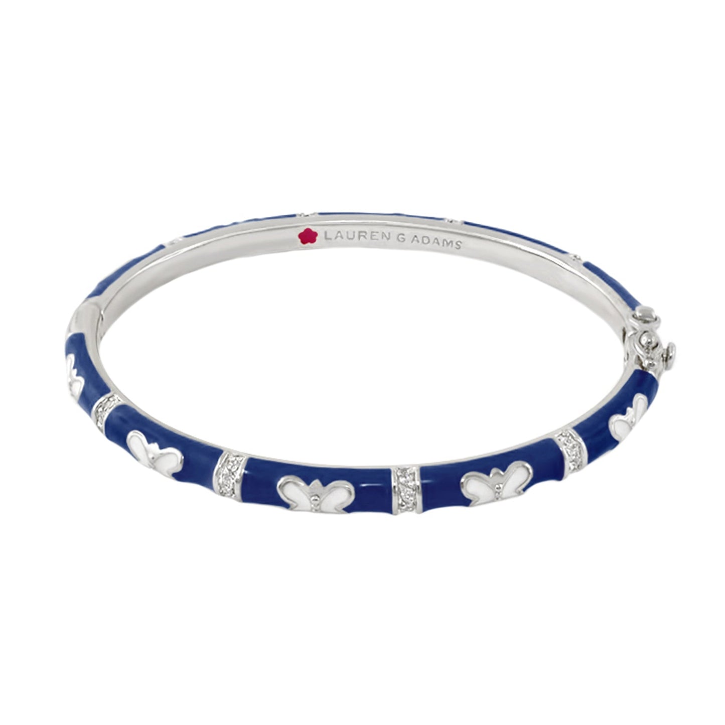 Butterfly World Stackable Bangle by Lauren G Adams in blue enamel with butterfly and crystals on Tampa Home & Garden Store