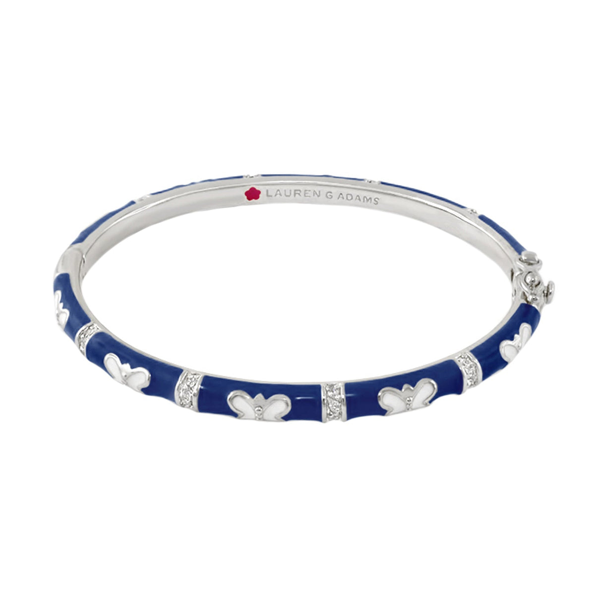 Butterfly World Stackable Bangle by Lauren G Adams in blue enamel with butterfly and crystals on Tampa Home & Garden Store