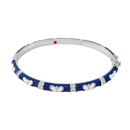 Butterfly World Stackable Bangle by Lauren G Adams in blue enamel with butterfly and crystals on Tampa Home & Garden Store