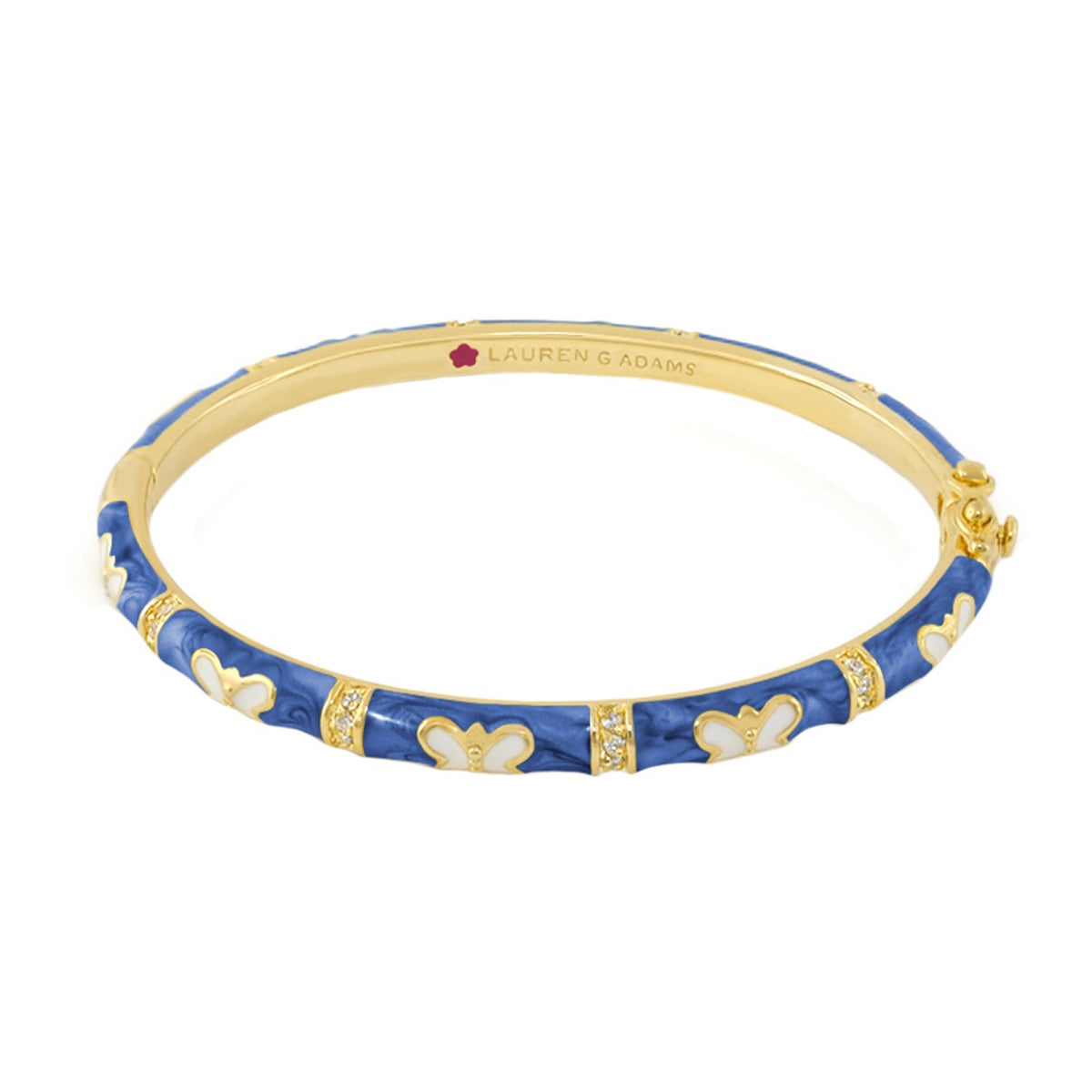 Butterfly World Stackable Bangle bracelet by Lauren G Adams with blue enamel butterflies on Tampa Home & Garden Store