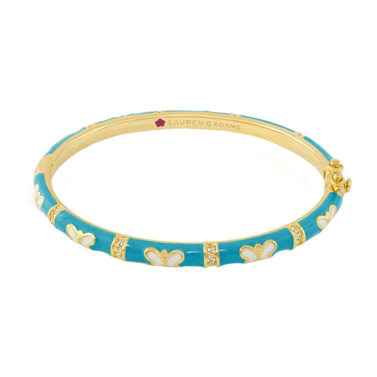 Butterfly World Stackable Bangle turquoise with gold-tone butterfly motifs by Lauren G Adams on Tampa Home & Garden Store