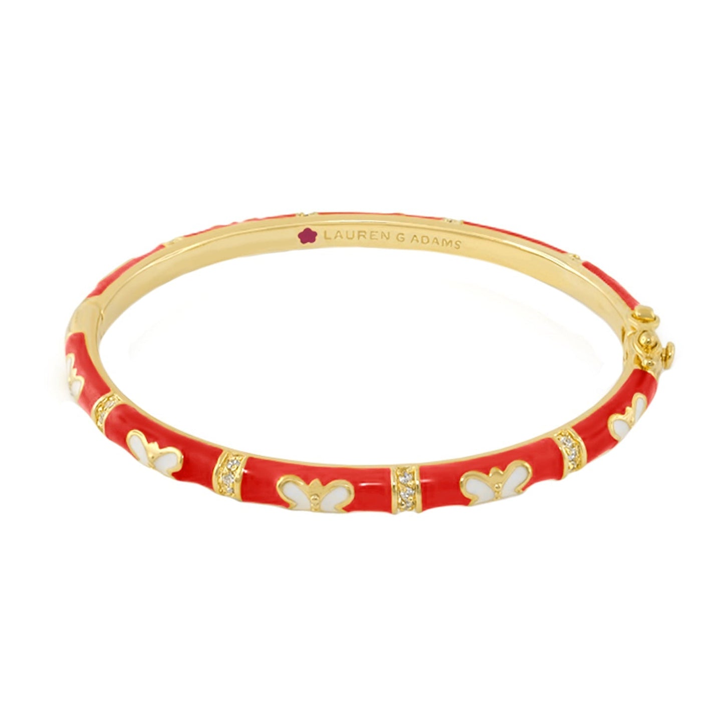 Butterfly World Stackable Bangle by Lauren G Adams, red enamel with white butterflies on Tampa Home & Garden Store
