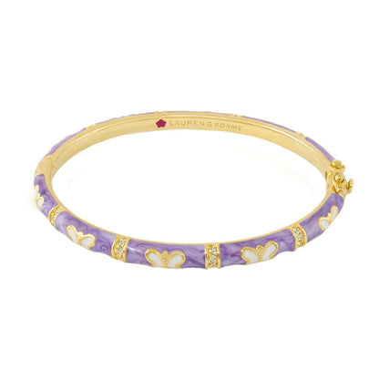 Butterfly World Stackable Bangle by Lauren G Adams, gold-tone with purple enamel butterflies on Tampa Home & Garden Store