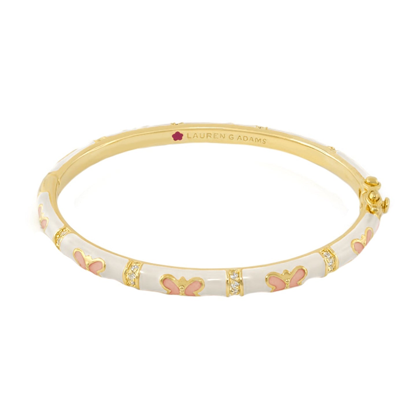 Butterfly World Stackable Bangle by Lauren G Adams, gold-tone bracelet with white enamel on Tampa Home & Garden Store