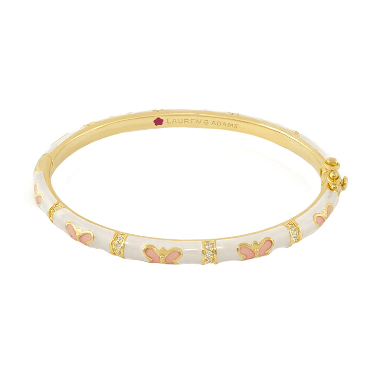 Butterfly World Stackable Bangle by Lauren G Adams, gold-tone bracelet with white enamel on Tampa Home & Garden Store