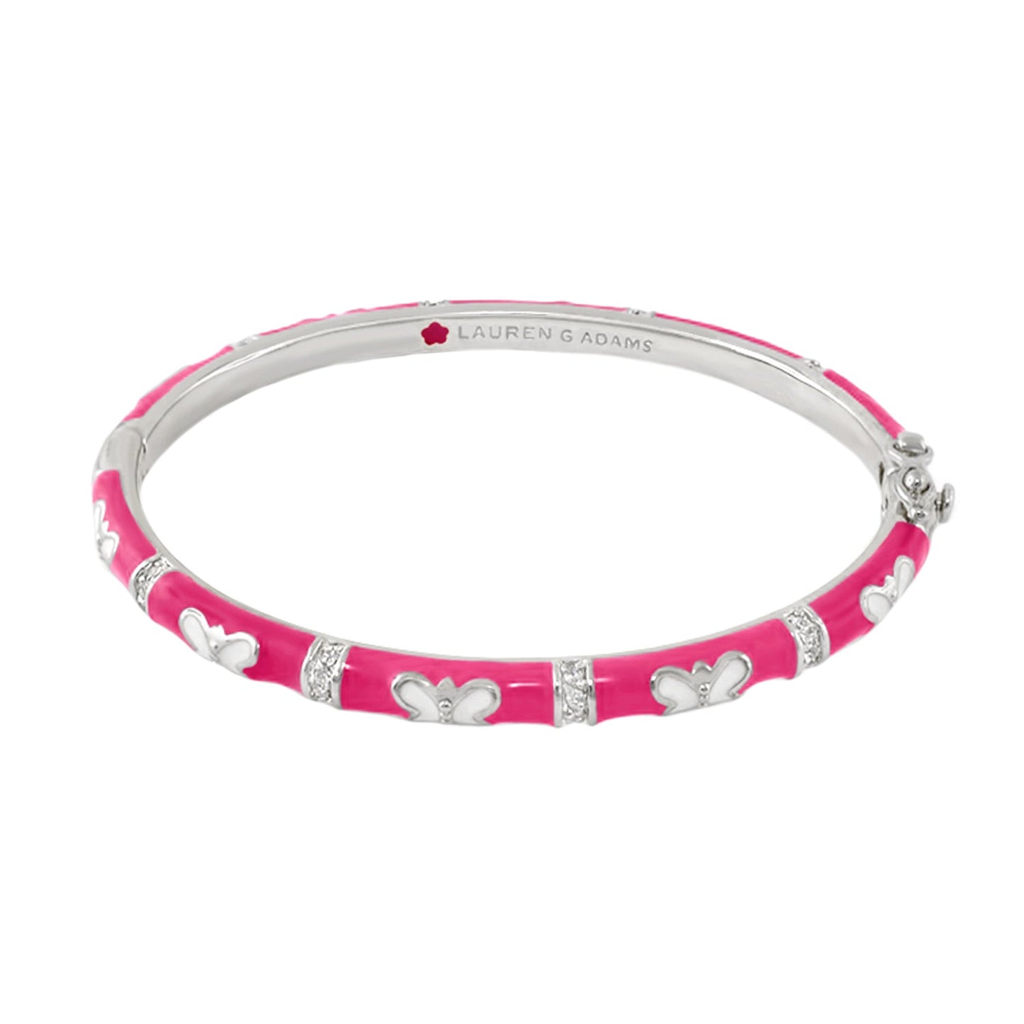 Bracelet Butterfly World Stackable Bangle by Lauren G Adams pink enamel with silver butterfly accents on Tampa Home & Garden Store