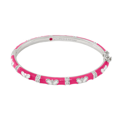 Bracelet Butterfly World Stackable Bangle by Lauren G Adams pink enamel with silver butterfly accents on Tampa Home & Garden Store