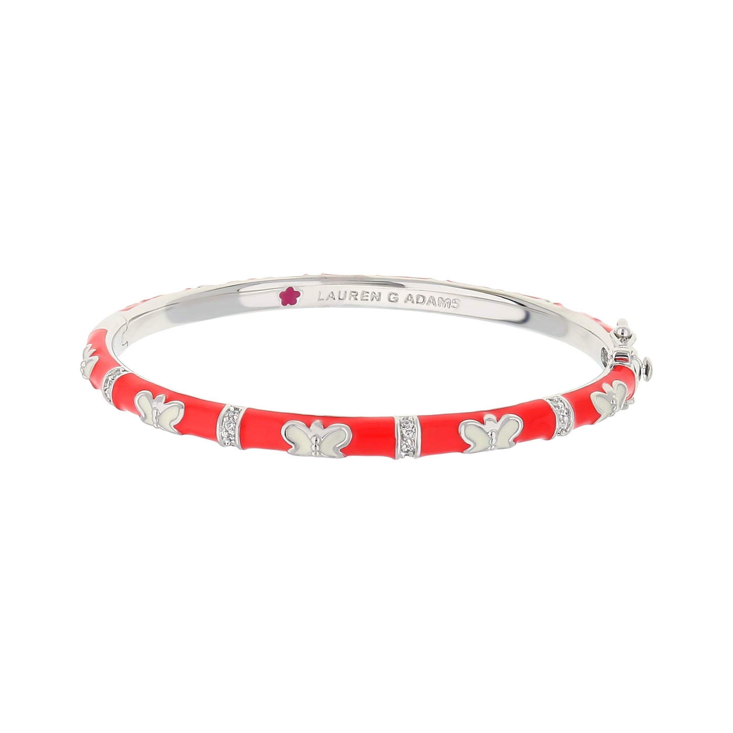 Butterfly World Bangle red enamel bracelet with butterfly charms by Lauren G Adams on Tampa Home & Garden Store
