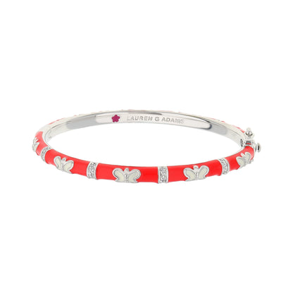 Butterfly World Bangle red enamel bracelet with butterfly charms by Lauren G Adams on Tampa Home & Garden Store