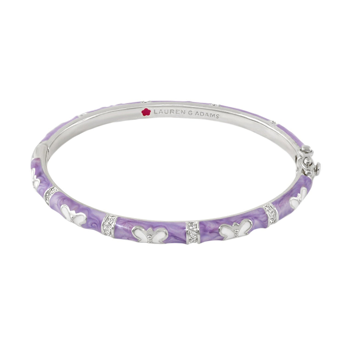 Butterfly World stackable bangle in lavender with silver butterfly charms on Tampa Home & Garden Store