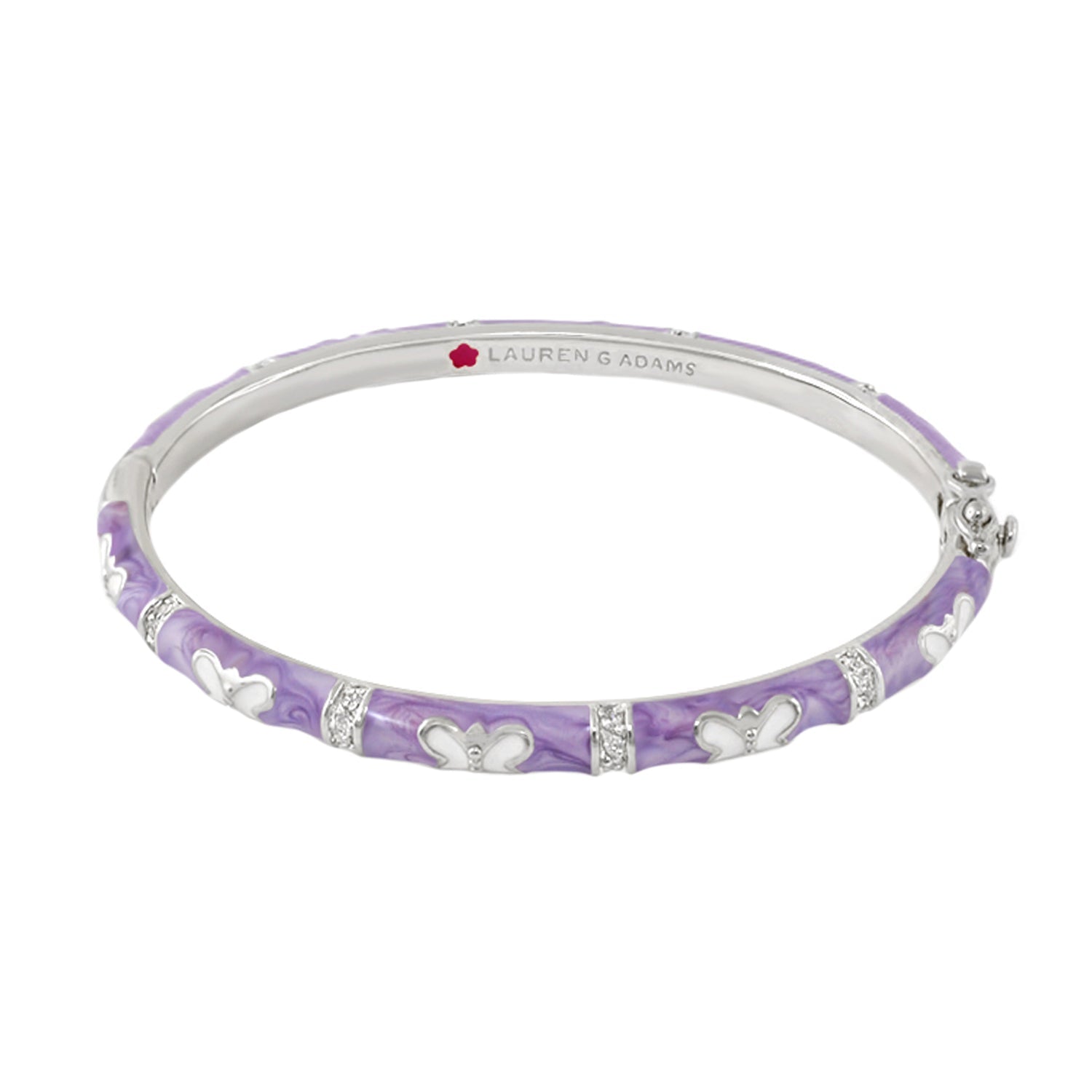 Butterfly World stackable bangle in lavender with silver butterfly charms on Tampa Home & Garden Store