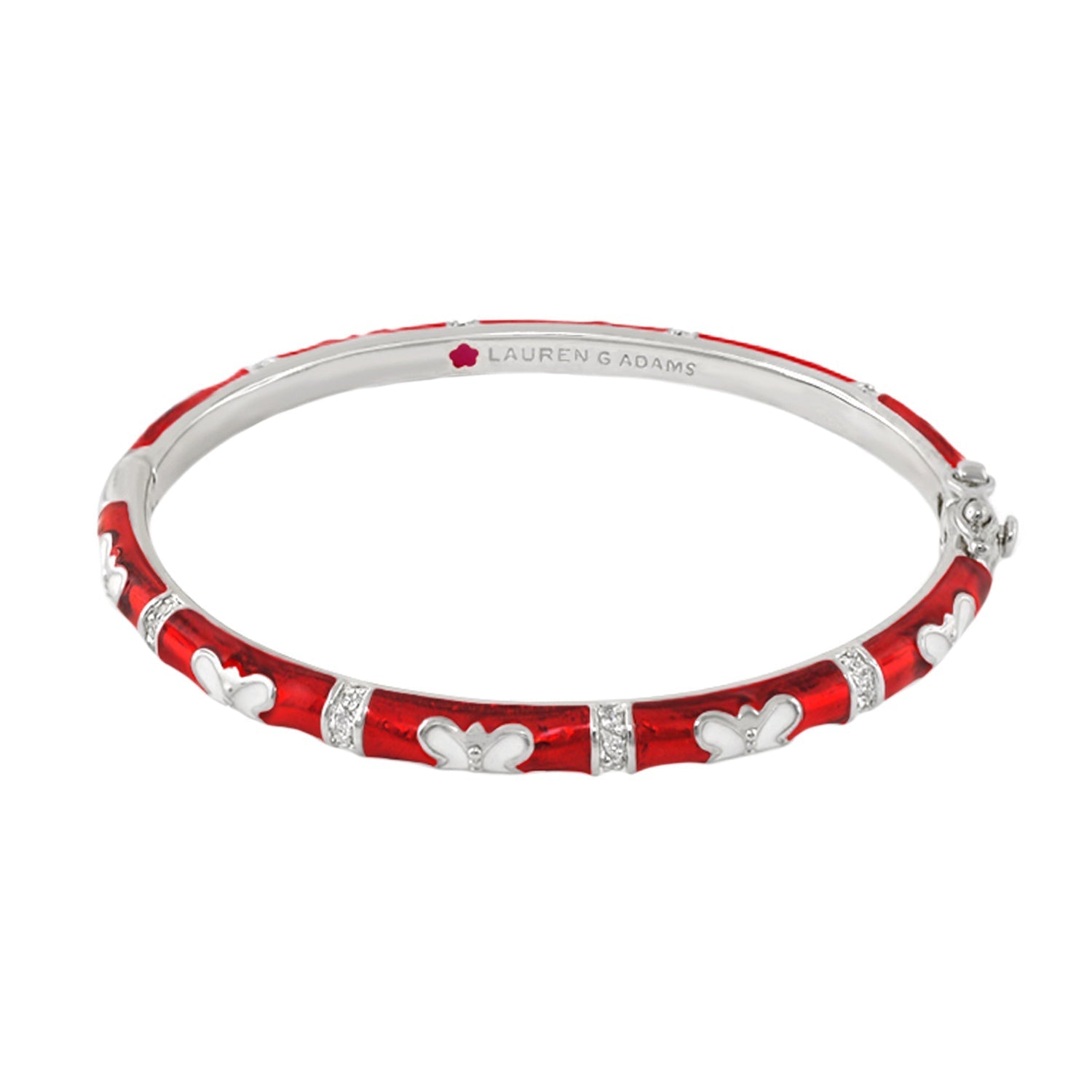 Butterfly World Stackable Bangle red enamel with silver butterfly charms Lauren G Adams on Tampa Home & Garden Store