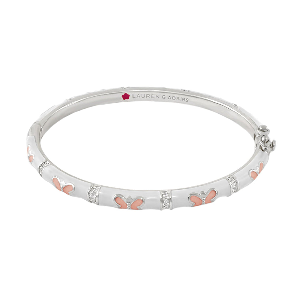 Butterfly Stackable Bangle bracelet Lauren G Adams silver with pink enamel butterflies on Tampa Home & Garden Store