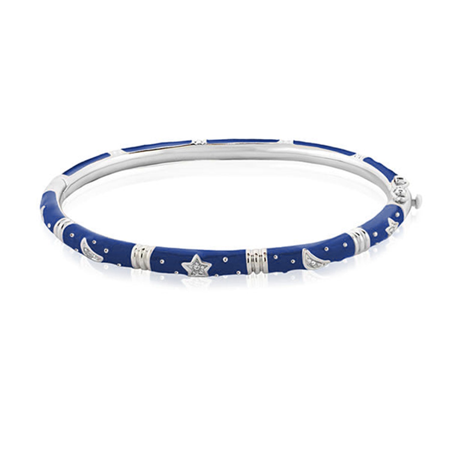 Stars of Night Bangle blue enamel with silver star charms, stackable bangle Lauren G Adams on Tampa Home & Garden Store