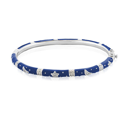 Stars of Night Bangle blue enamel with silver star charms, stackable bangle Lauren G Adams on Tampa Home & Garden Store