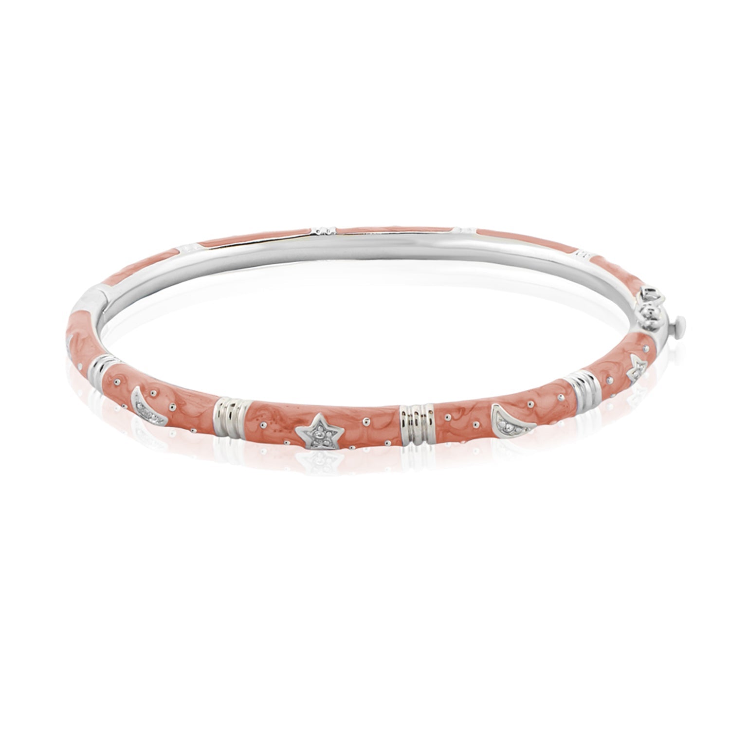 Stars of Night Bangle coral bracelet by Lauren G Adams with star and moon charms on Tampa Home & Garden Store