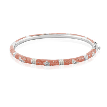 Stars of Night Bangle coral bracelet by Lauren G Adams with star and moon charms on Tampa Home & Garden Store
