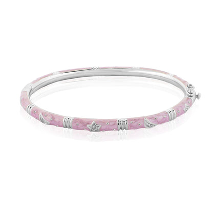 Stars of Night Bangle pink enamel bracelet with silver stars by Lauren G Adams on Tampa Home & Garden Store