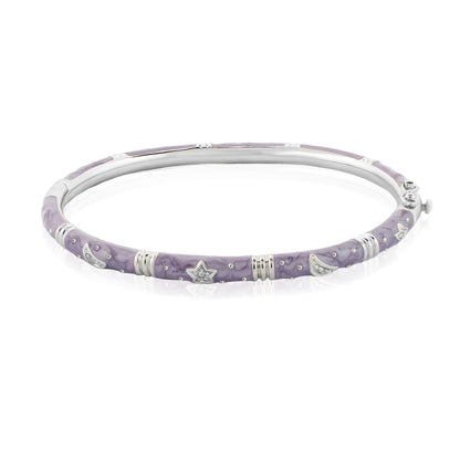 Stars of Night Bangle lavender enamel bracelet by Lauren G Adams with silver star crescents on Tampa Home & Garden Store