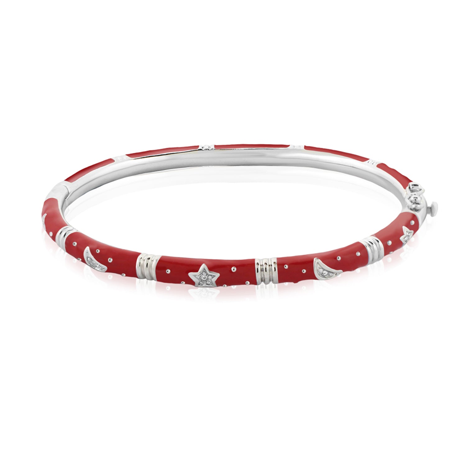Stars of Night Bangle red enamel bracelet with silver stars and crescents by Lauren G Adams on Tampa Home & Garden Store