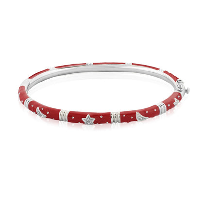 Stars of Night Bangle red enamel bracelet with silver stars and crescents by Lauren G Adams on Tampa Home & Garden Store
