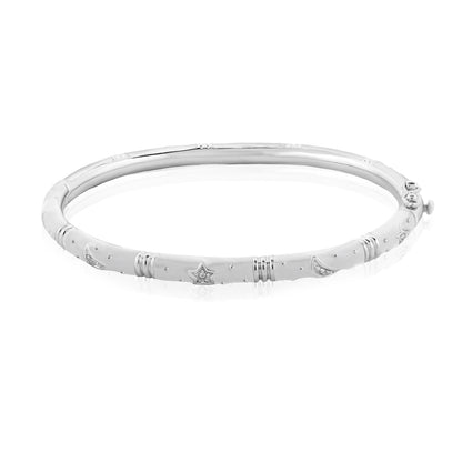 Stars of Night Bangle, Lauren G Adams silver bracelet with star and moon motifs on Tampa Home & Garden Store