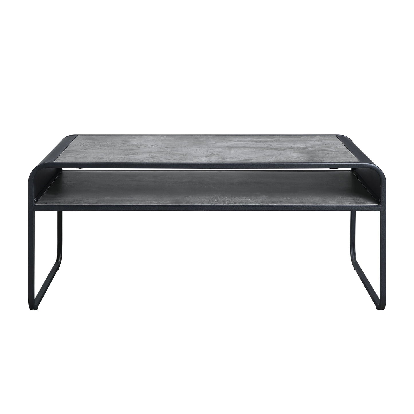 Raziela Concrete Coffee Table Black / Gray with concrete top and black metal frame on Tampa Home & Garden Store